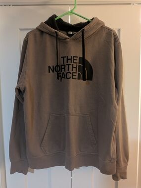The North Face Mens Pullover Hoodie Light Brown And Black Size M Logo Sweatshirt